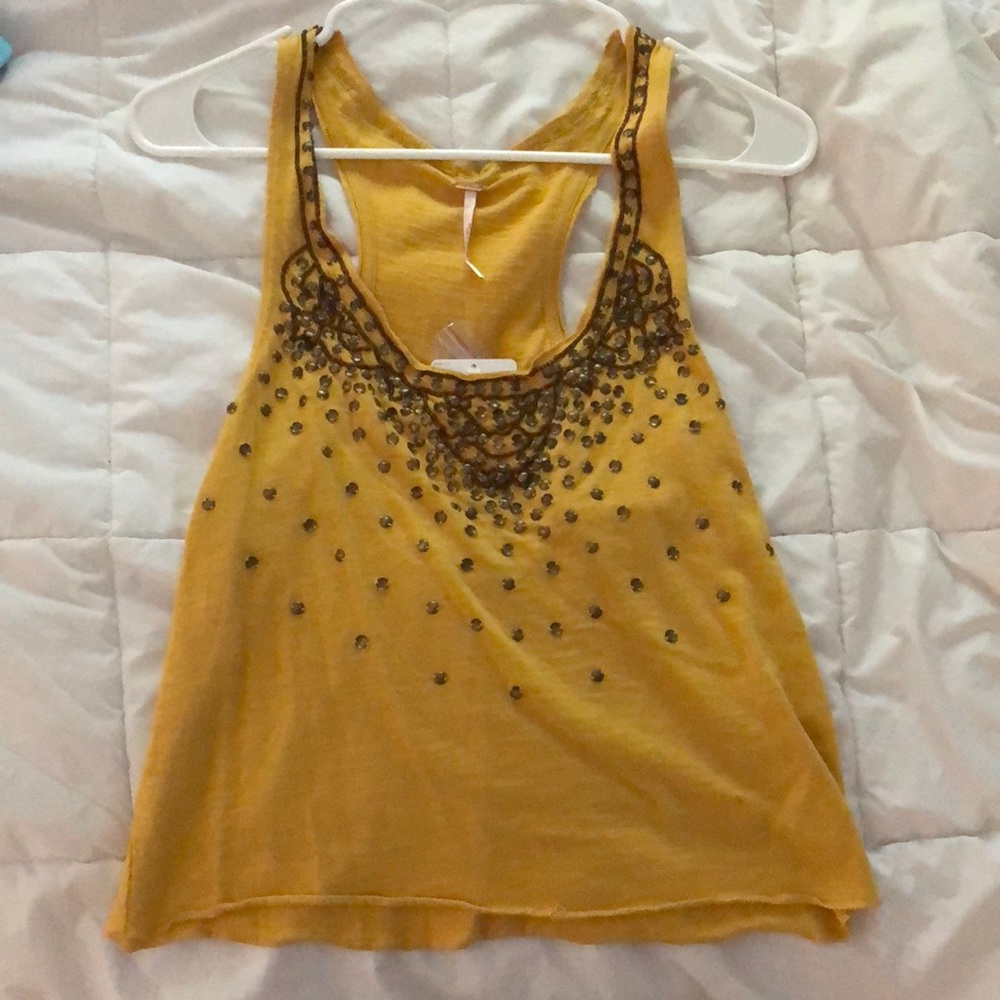 Free People Gold Studded Tank Top